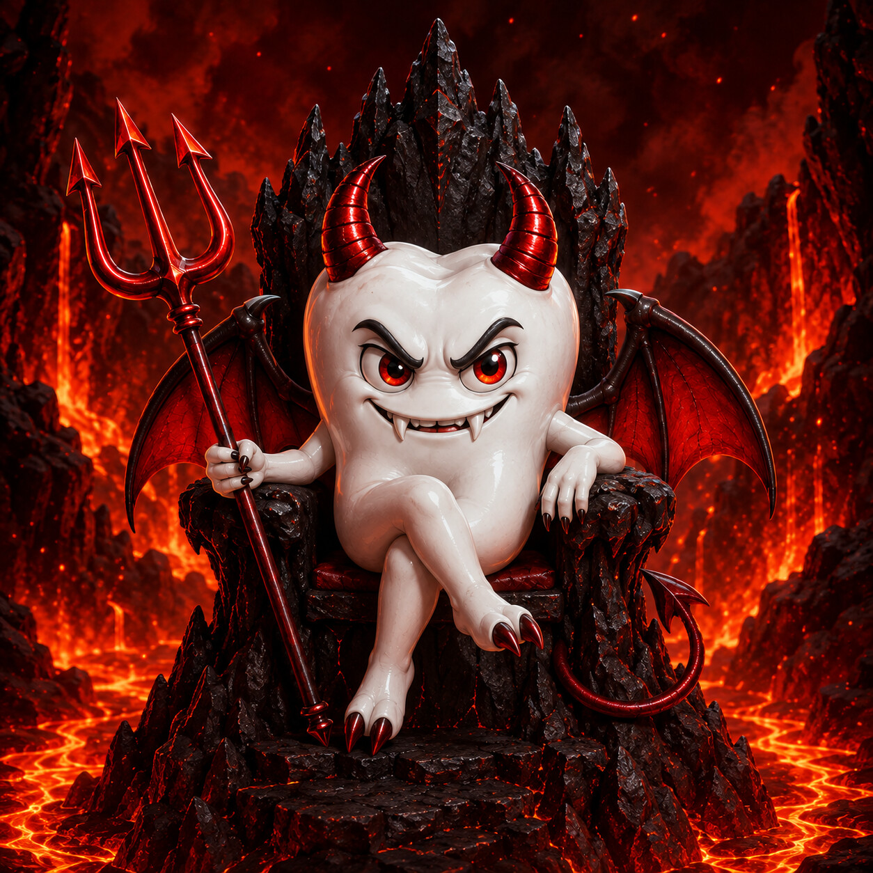 Toothifer seated on his obsidian throne